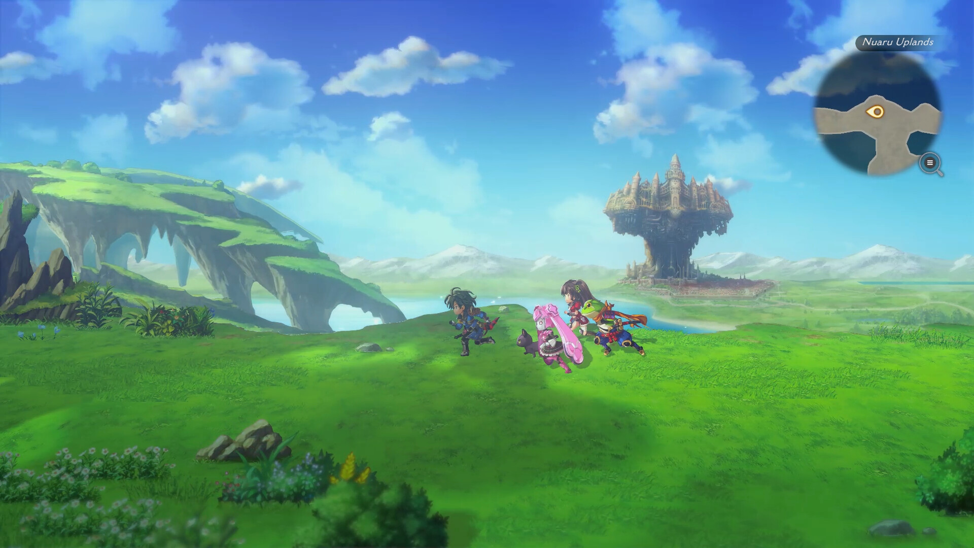 Grassland overworld with floating castle
